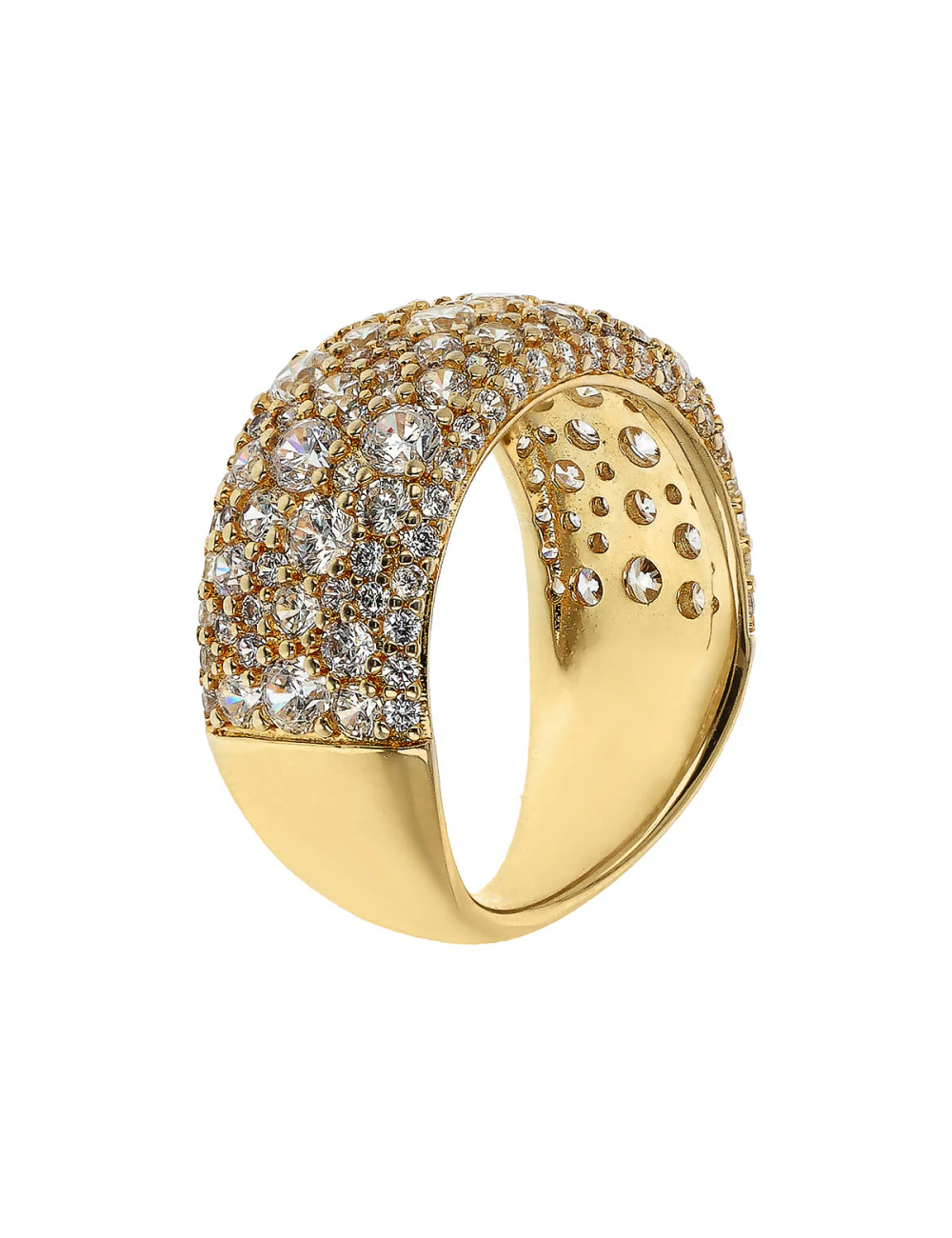 Anello Bronzallure a Fascia Graduato Golden con Pavé di Cubic Zirconia