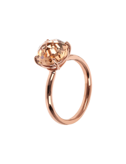 Anello Bronzallure Cocktail con Prisma Gem Tonda Topazio Taglio Mosaico