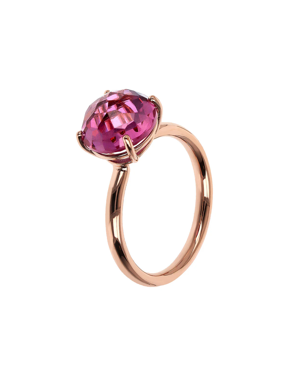 Anello Cocktail Bronzallure Rhodolite con Prisma Gem Tonda Taglio Mosaico