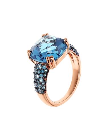 Anello Bronzallure Cocktail con Prisma Gem Quadrata e Pavé