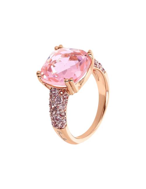 Anello Bronzallure Cocktail con Prisma Gem Rosa Quadrata e Pavé