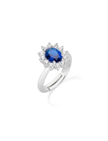 Amen Anello Adattabile Royal Lady Zircone Blu