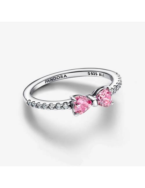 Anello Pandora Fiocco Luminoso Rosa