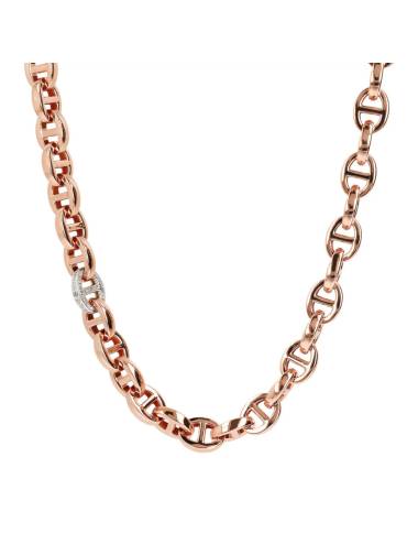 Collana Bronzallure Maglia Marina con Dettaglio Pavé in Cubic Zirconia