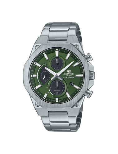 Orologio Edifice Crono in Acciaio Vetro Zaffiro con Quadrante Verde Oliva