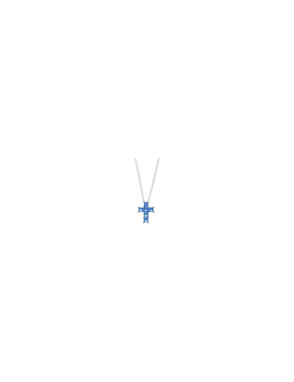 Collana Amen Croce di Zirconi Blu