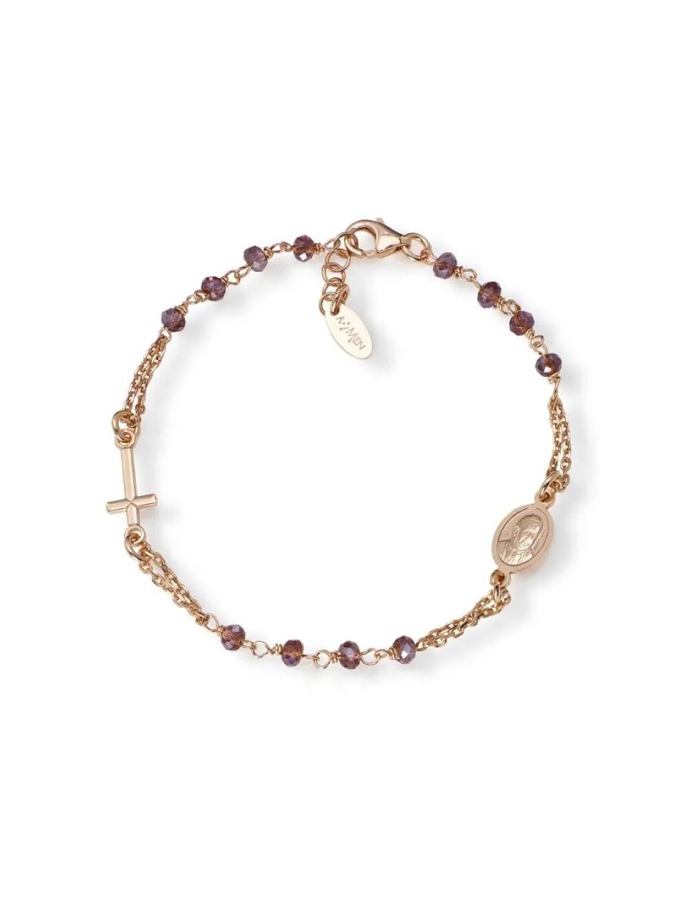 Bracciale Amen Rosario Cristalli Croce Charm