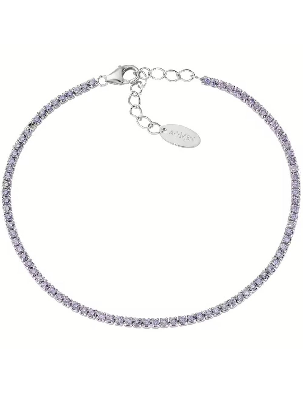 Bracciale Amen Tennis Mania con Zirconi Lilla