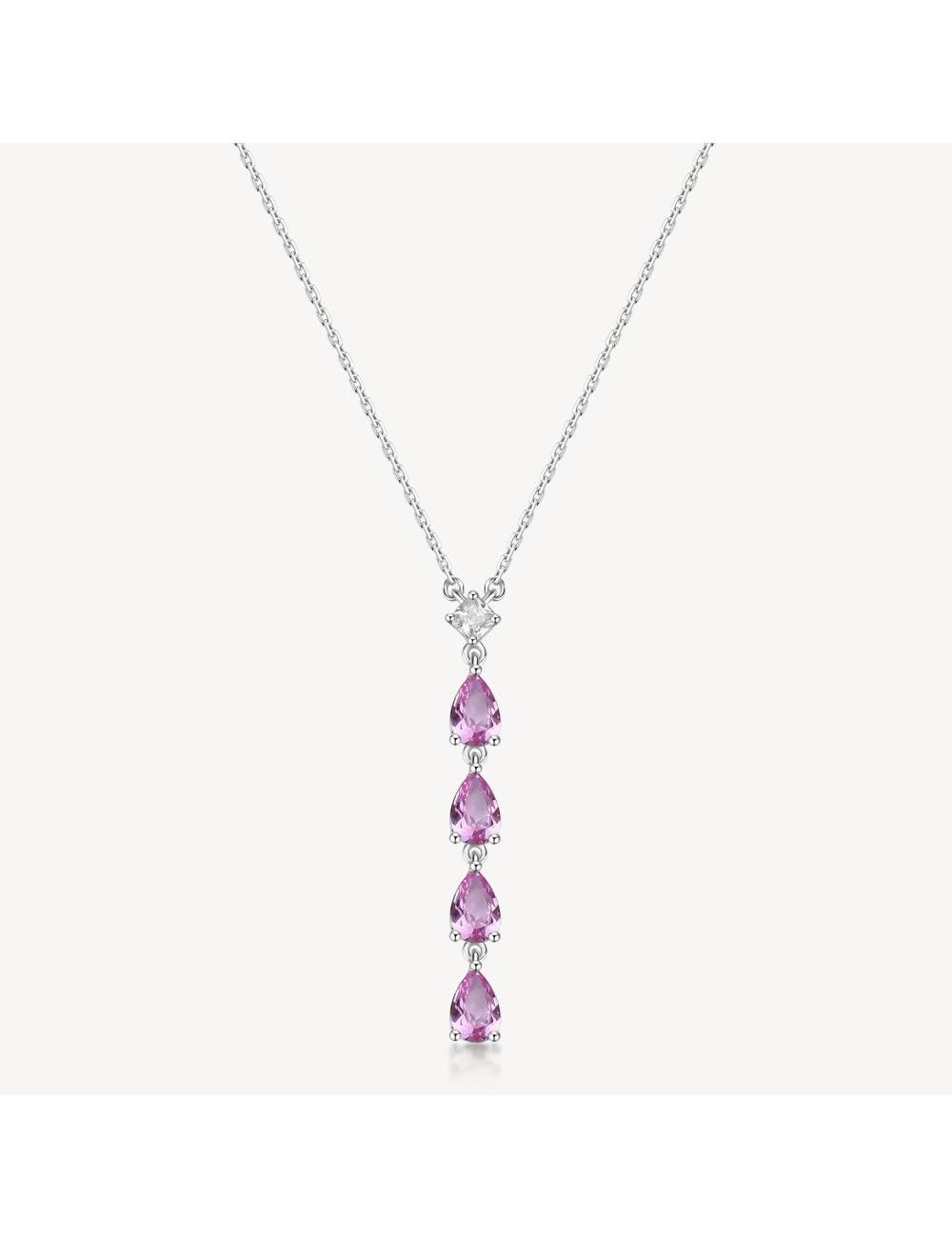 Collana Brosway Fancy con pendente in argento e zirconi rosa