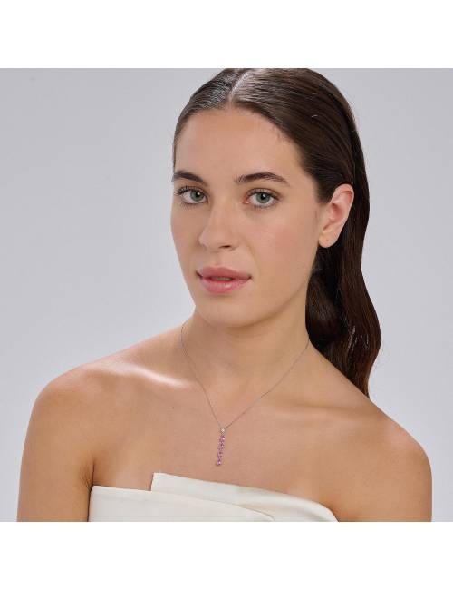 Collana Brosway Fancy con pendente in argento e zirconi rosa