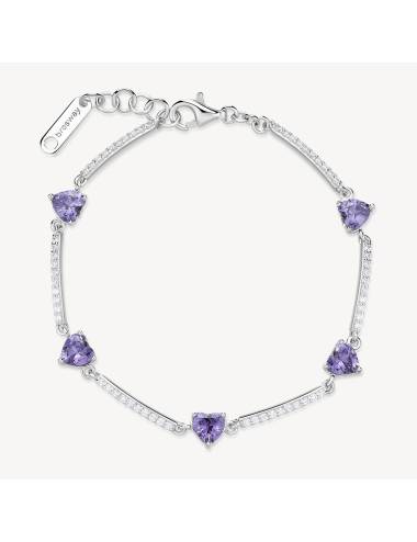 Bracciale Brosway Fancy in argento con zirconi a cuore viola