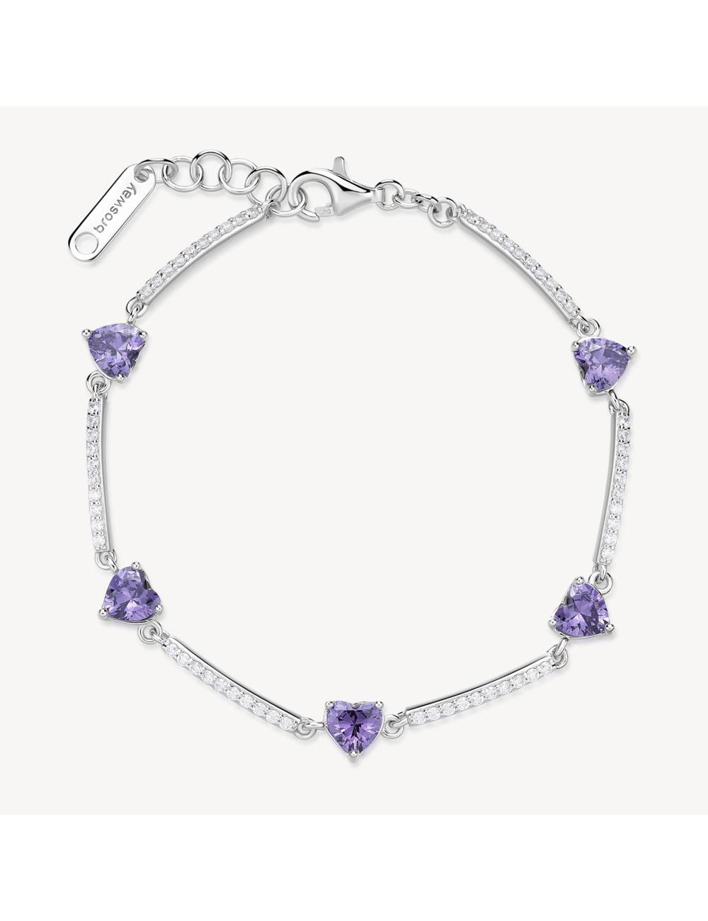 Bracciale Brosway Fancy in argento con zirconi a cuore viola