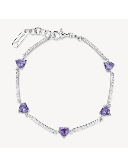 Bracciale Brosway Fancy in argento con zirconi a cuore viola