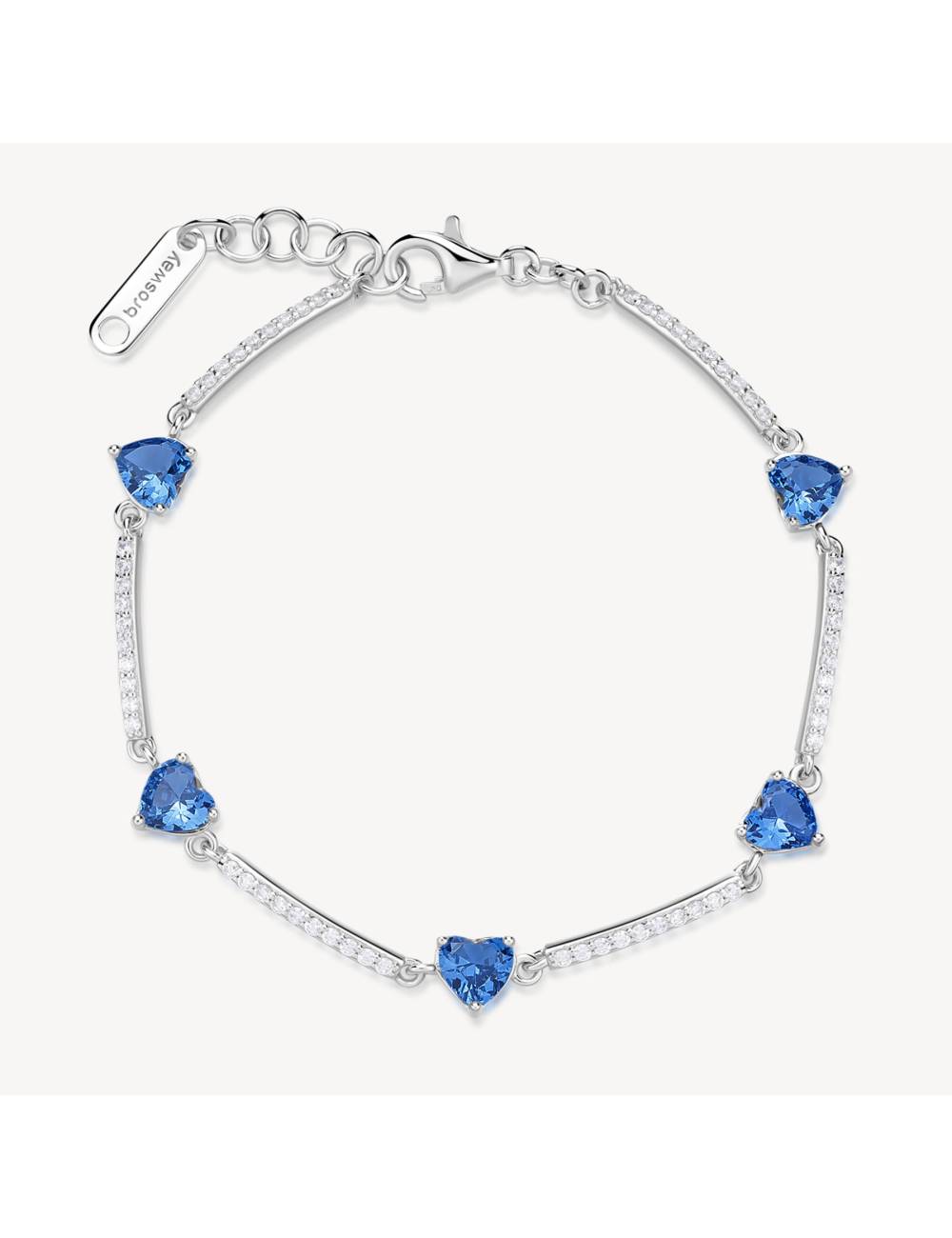 Bracciale Brosway Fancy in argento con zirconi a cuore blu