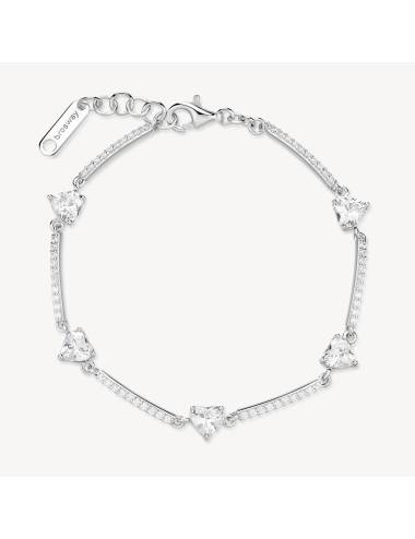 Bracciale Brosway Fancy in argento con zirconi a cuore bianchi