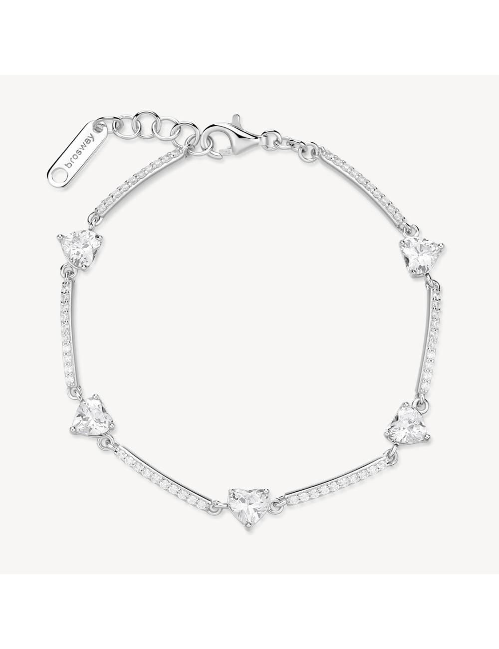 Bracciale Brosway Fancy in argento con zirconi a cuore bianchi