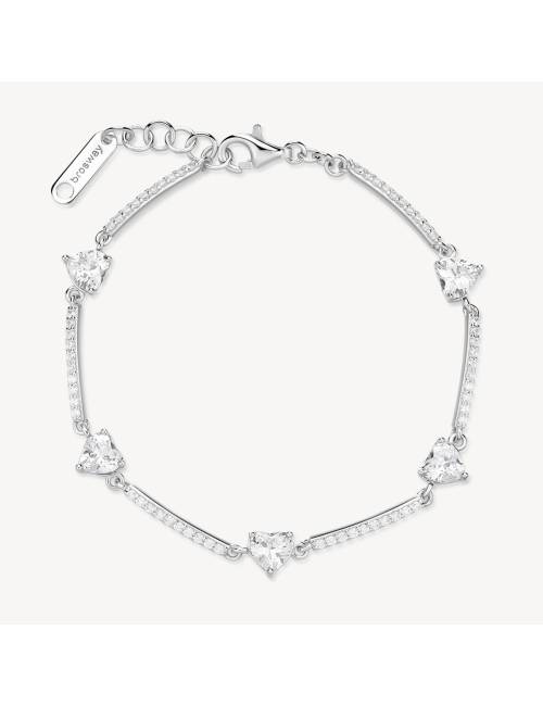 Bracciale Brosway Fancy in argento con zirconi a cuore bianchi