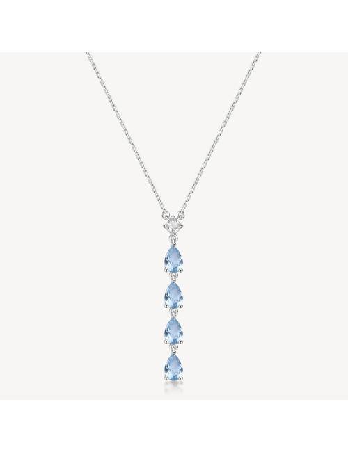 Collana Brosway Fancy in argento a goccia con zirconi azzurri