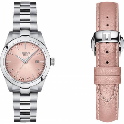 Tissot T-my Lady quadrante rosa fornito con cinturino in pelle e acciaio