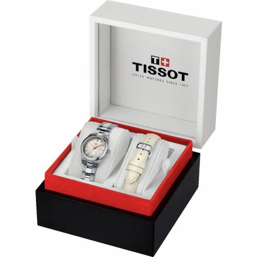 Tissot T-My Lady madreperla con cinturino in pelle e acciaio