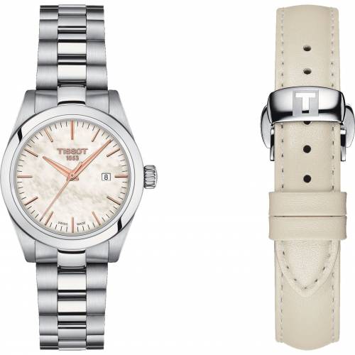 Tissot T-My Lady madreperla con cinturino in pelle e acciaio