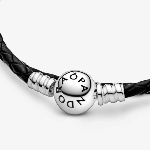 Bracciale Pandora in pelle nero doppio giro