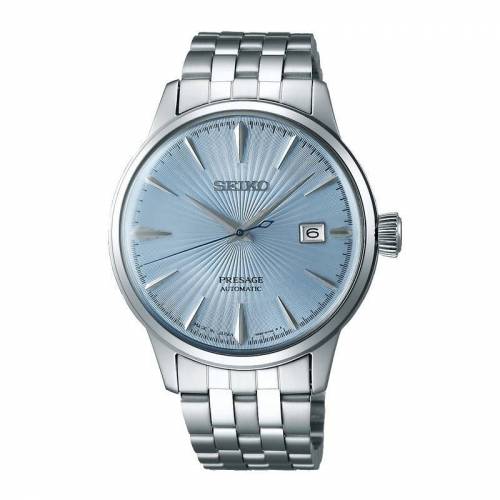 Orologio da uomo Seiko Presage automatico con quadrante azzurro Srpe19J1