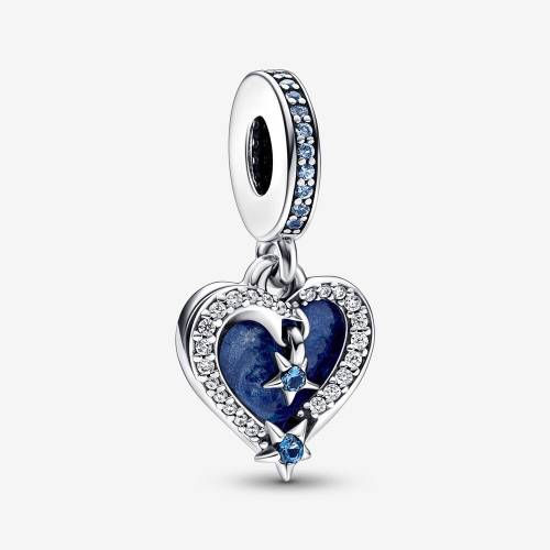 Charm Pendente Cuore e Stelle Blu