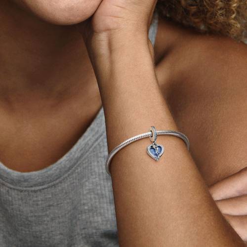 Charm Pendente Cuore e Stelle Blu