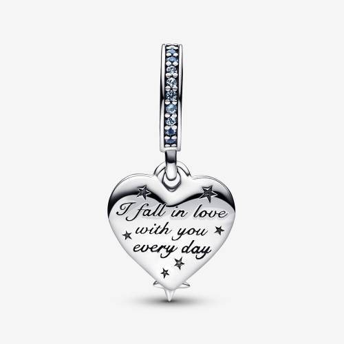 Charm Pendente Cuore e Stelle Blu