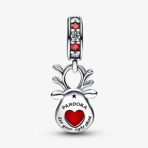 Charm Pendente Renna Naso Rosso Vetro di Murano