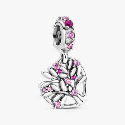 Charm Pendente Albero della famiglia Pietre rosa