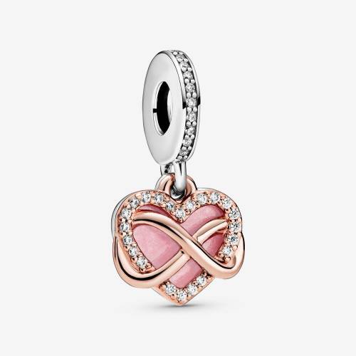 Charm Pendente Cuore e Infinito Rosa