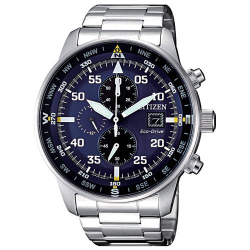 Orologio da uomo Citizen Crono Aviator blu Eco Drive CA0690-88L