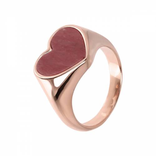 Anello Bronzallure golden rose con Rodolite taglio cuore al centro