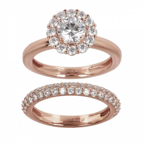 Set di due Anelli Bronzallure in golden rose con zirconi