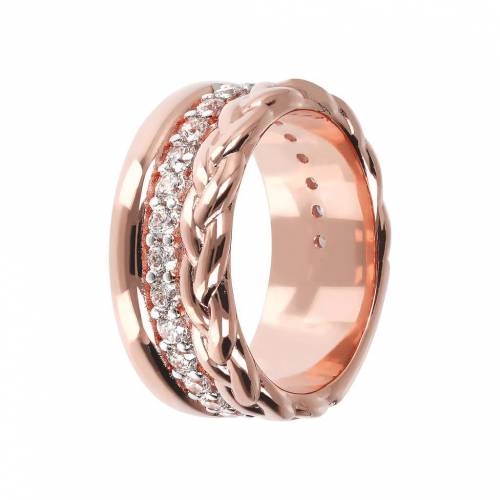 Anello Bronzallure fascia in golden rose con zirconi