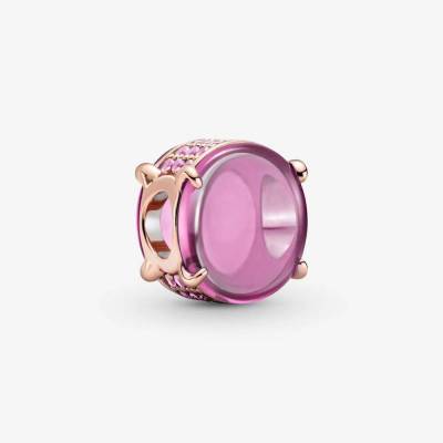 Charm Pandora con Pietra Rosa Ovale