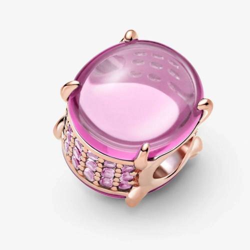 Charm Pandora con Pietra Rosa Ovale