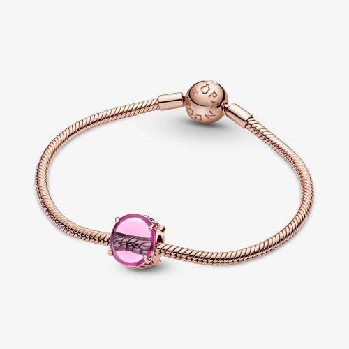 Charm Pandora con Pietra Rosa Ovale