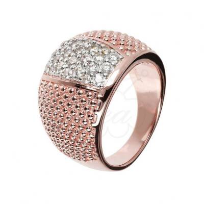 Anello Bronzallure Fascione texture lavorato con zirconi