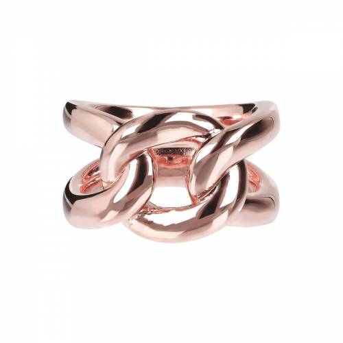 Anello Bronzallure intrecciato in golden rose placcato oro rosa