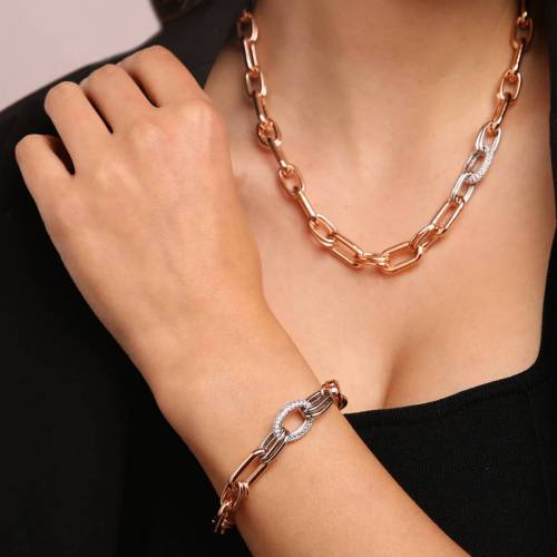 Bracciale Bronzallure con catena rolò e zirconi