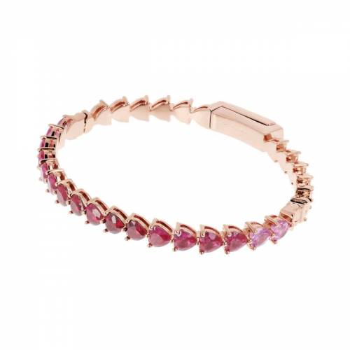 Bracciale Bangle Bronzallure con Zirconi a Cuore Rossi