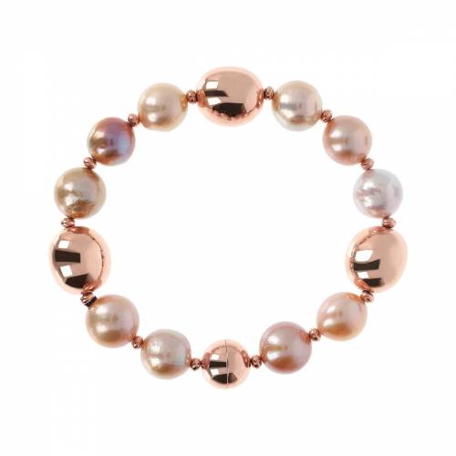 Bracciale Bronzallure con Perle Naturali Pepite Golden Rose e Chiusura Magnetica