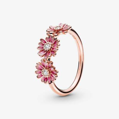 Anello Pandora Tris di Margherite Rosa