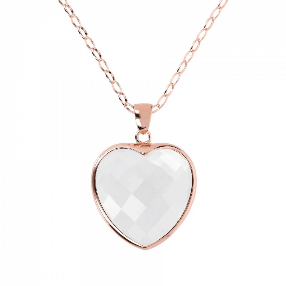 Collana Bronzallure Lunga con Ciondolo Cuore in Pietra