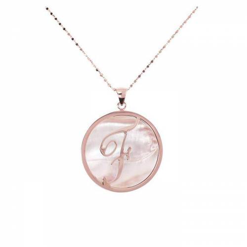 Collana Lunga Bronzallure con Iniziale e Madreperla Rosa