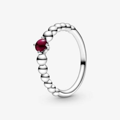 Anello Pandora Rosso Scuro Decorato con Sfere