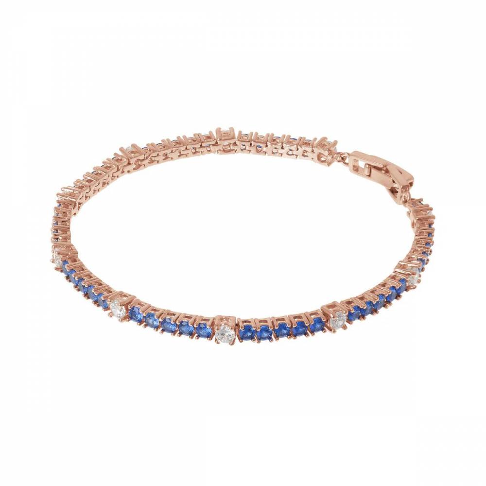 Bracciale Tennis Bronzallure con Zirconi Blu e Bianchi